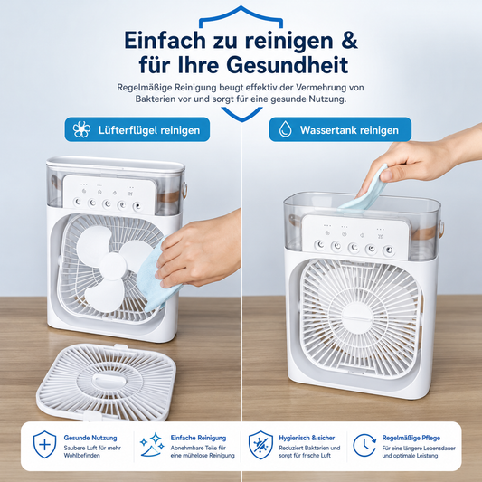 Tunox™ 3-in-1 Mini Luftkühler | Ventilator, Luftbefeuchter & LED-Nachtlicht